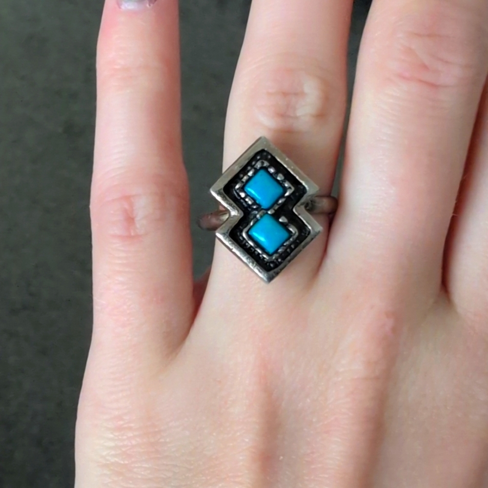 Turquoise and silver ring
